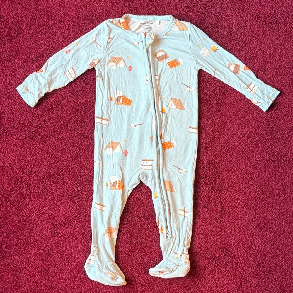 Angel Dear Light Blue Footie with Orange Accents